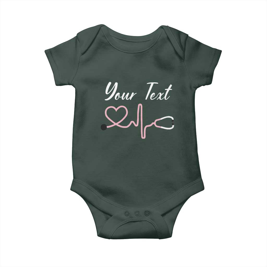 Personalized Nurse Baby Onesie Custom Name Nurse Gift Heartbeat Valentines Day Heart