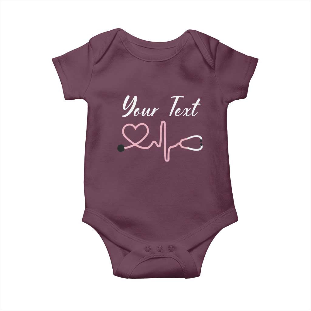 Personalized Nurse Baby Onesie Custom Name Nurse Gift Heartbeat Valentines Day Heart