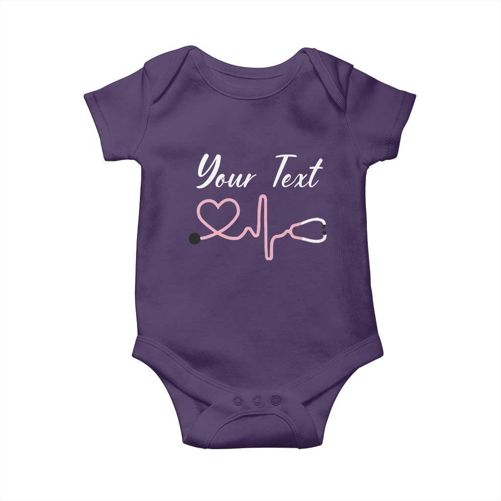 Personalized Nurse Baby Onesie Custom Name Nurse Gift Heartbeat Valentines Day Heart