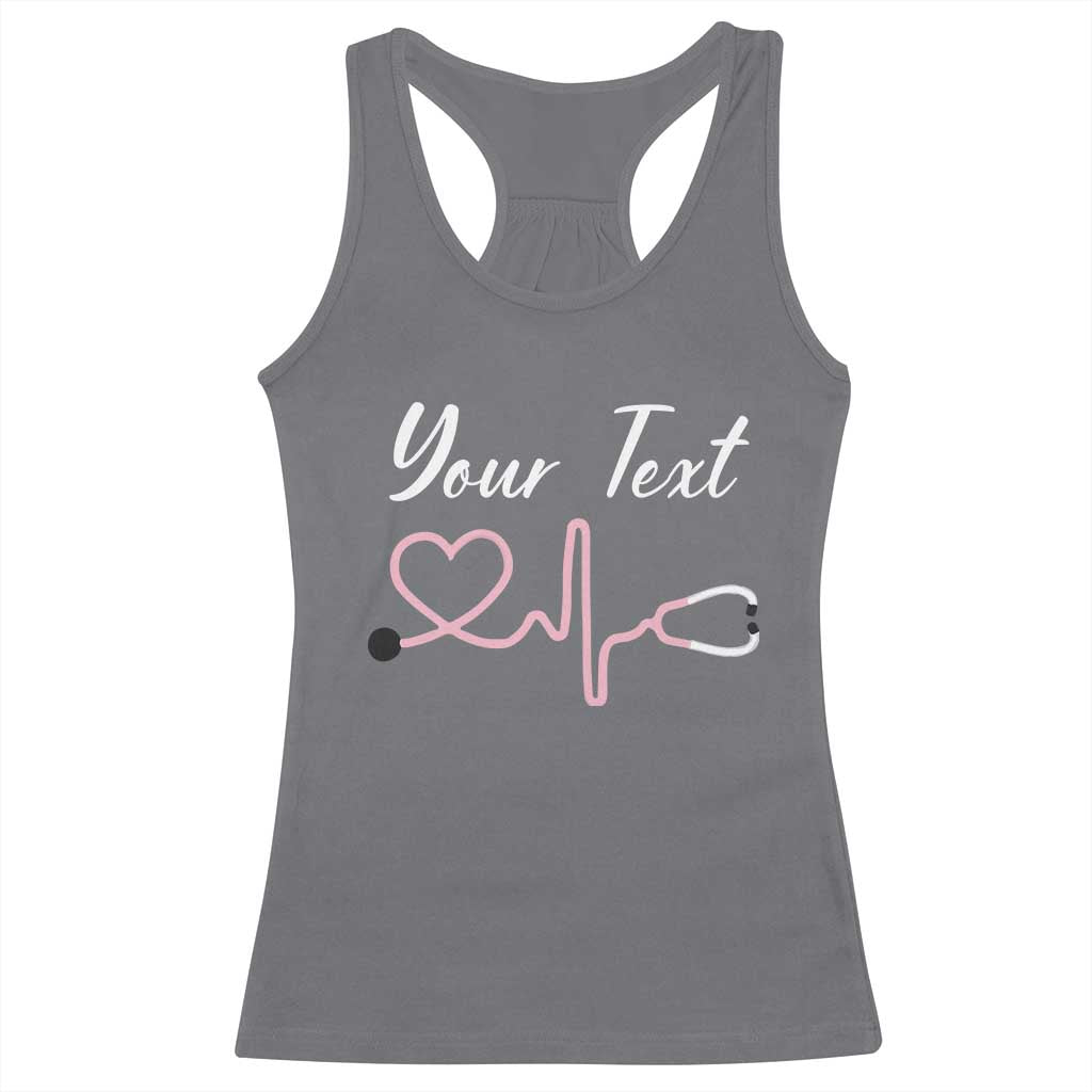 Personalized Nurse Racerback Tank Top Custom Name Nurse Gift Heartbeat Valentines Day Heart