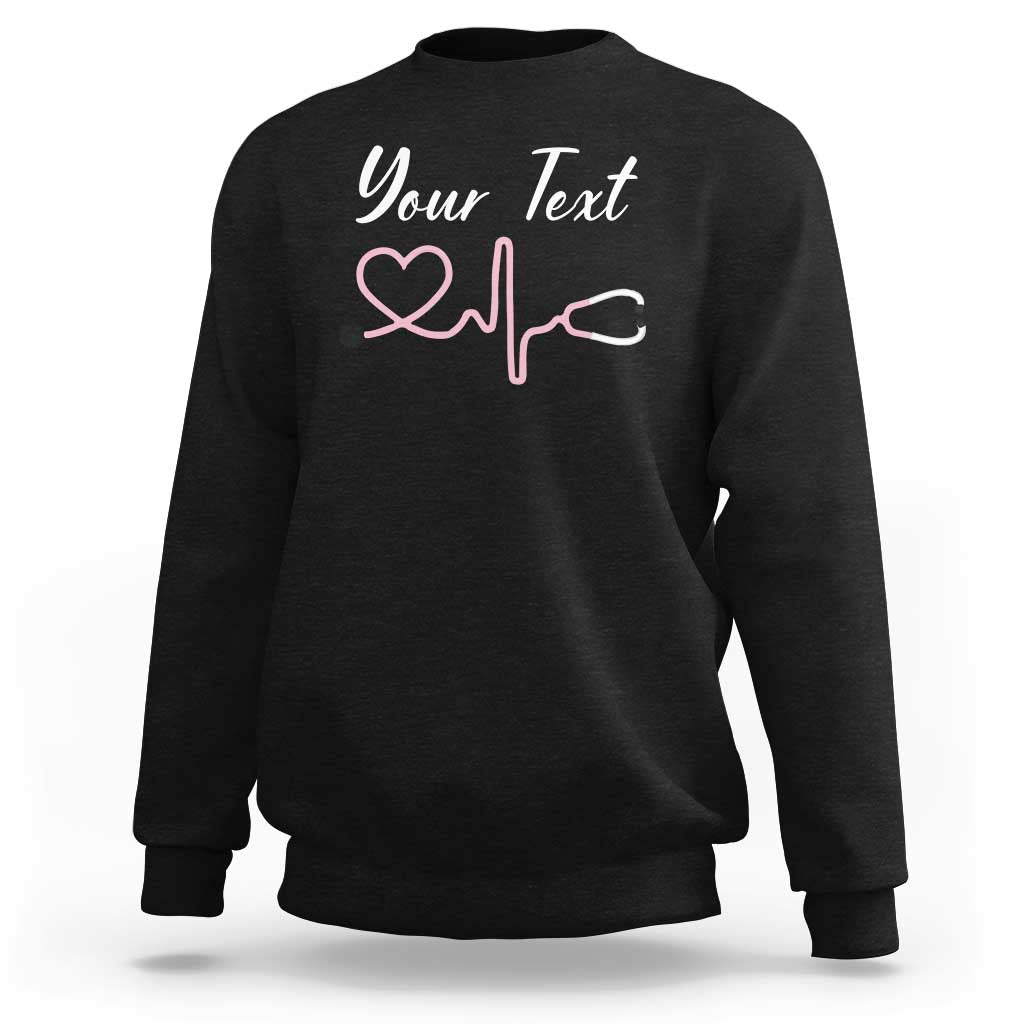 Personalized Nurse Sweatshirt Custom Name Nurse Gift Heartbeat Valentines Day Heart