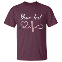 Personalized Nurse T Shirt Custom Name Nurse Gift Heartbeat Valentines Day Heart