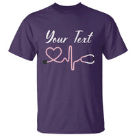 Personalized Nurse T Shirt Custom Name Nurse Gift Heartbeat Valentines Day Heart