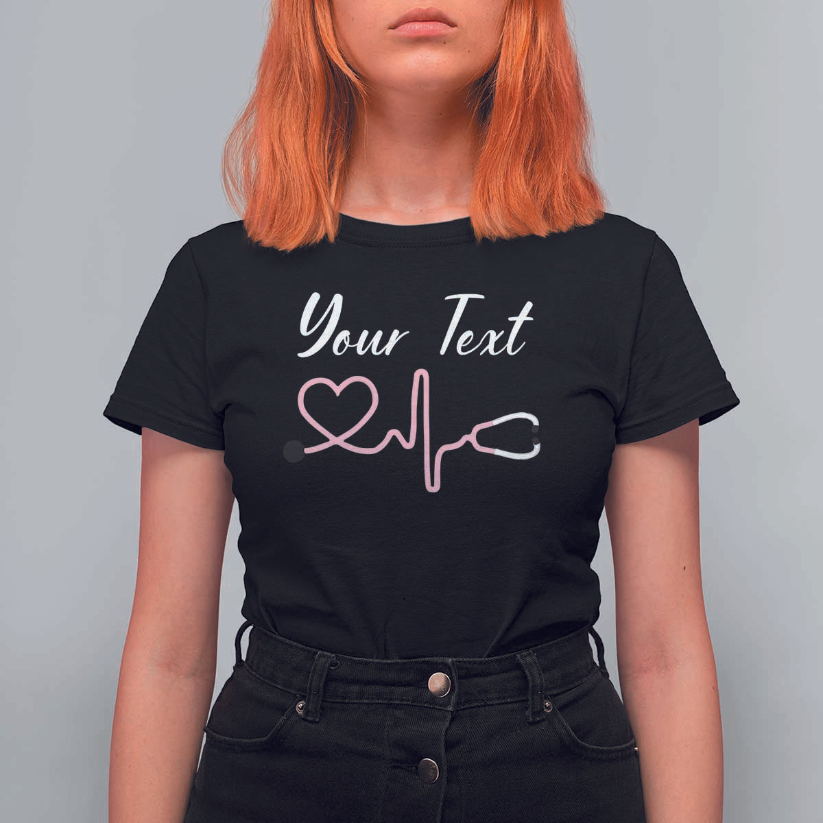 Personalized Nurse T Shirt For Women Custom Name Nurse Gift Heartbeat Valentines Day Heart