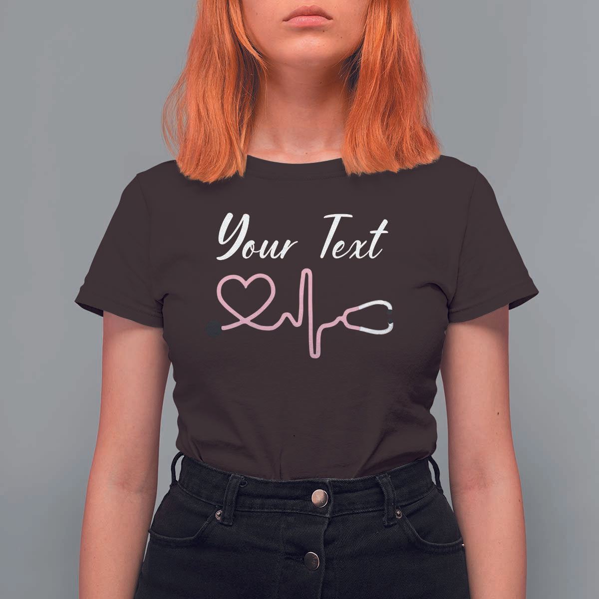 Personalized Nurse T Shirt For Women Custom Name Nurse Gift Heartbeat Valentines Day Heart