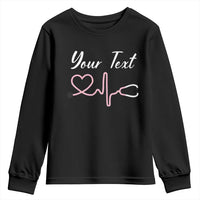 Personalized Nurse Youth Sweatshirt Custom Name Nurse Gift Heartbeat Valentines Day Heart