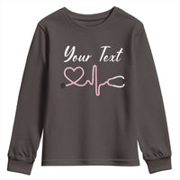 Personalized Nurse Youth Sweatshirt Custom Name Nurse Gift Heartbeat Valentines Day Heart