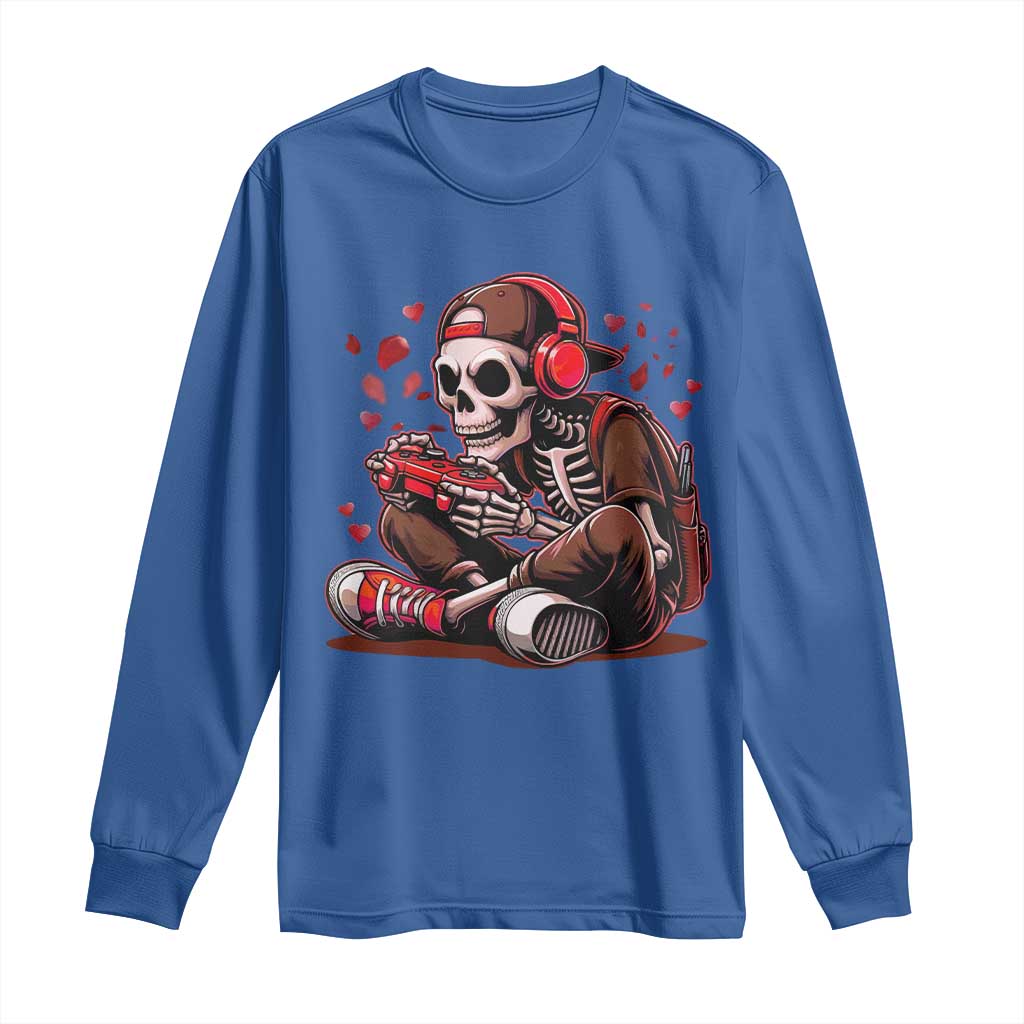 Valentine Skeleton Gamer Long Sleeve Shirt Video Gaming Kids Boys