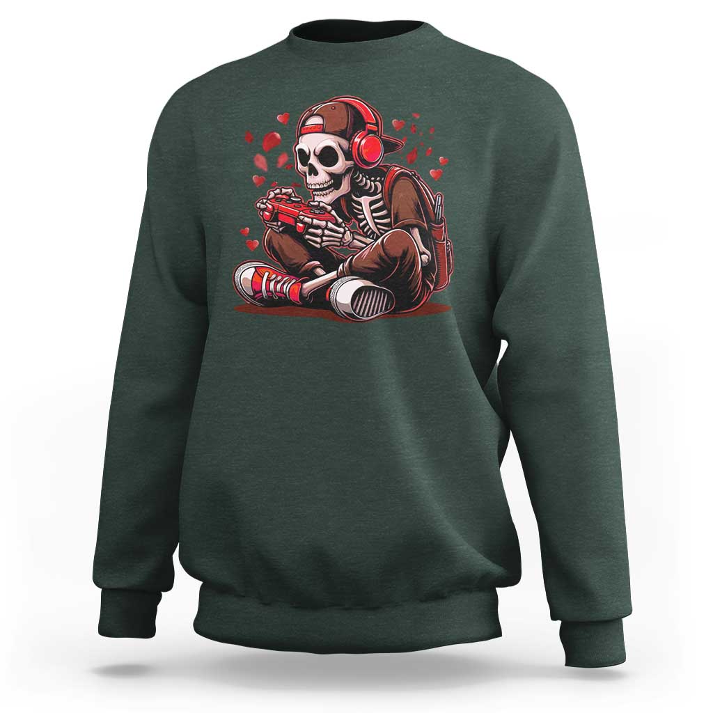 Valentine Skeleton Gamer Sweatshirt Video Gaming Kids Boys