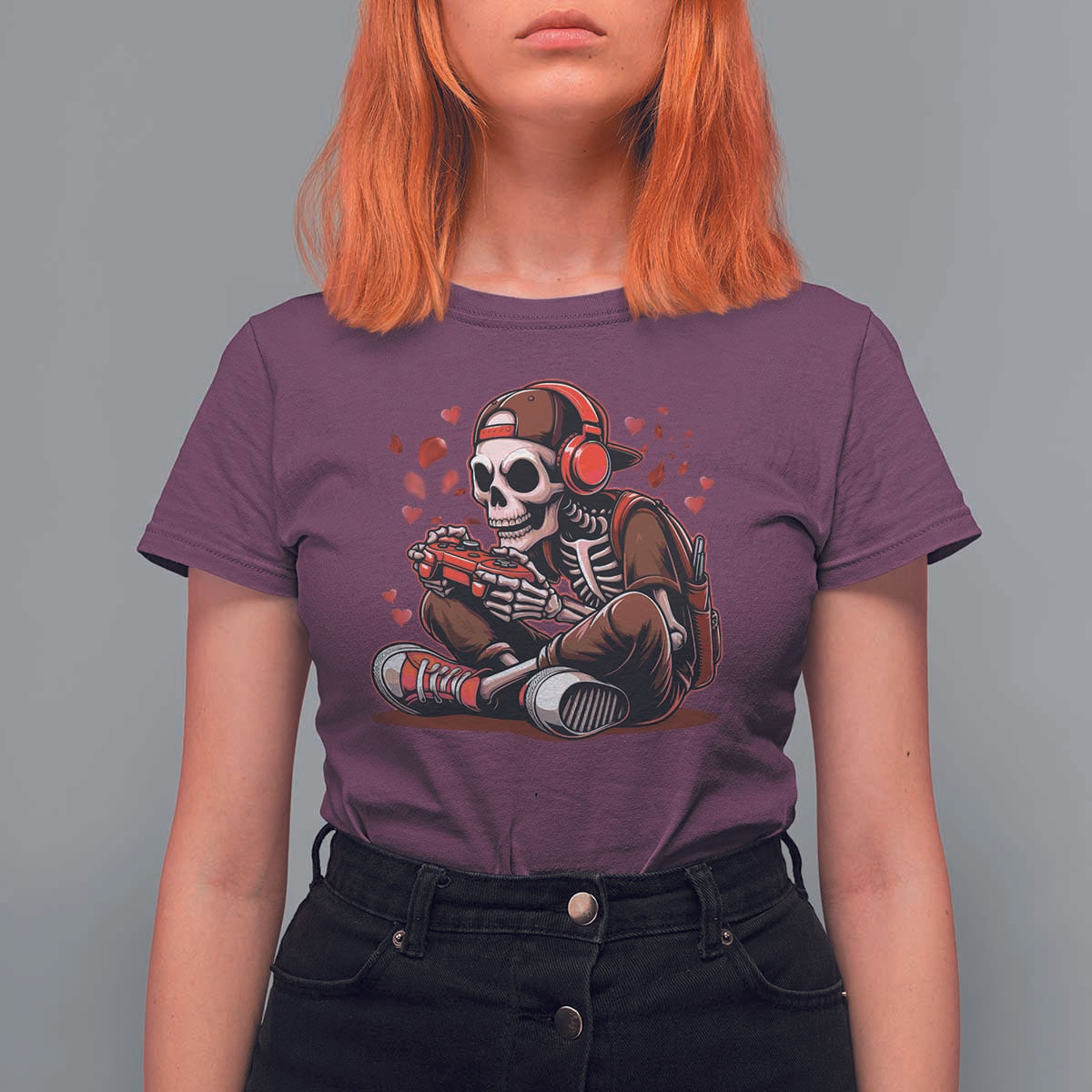 Valentine Skeleton Gamer T Shirt For Women Video Gaming Kids Boys