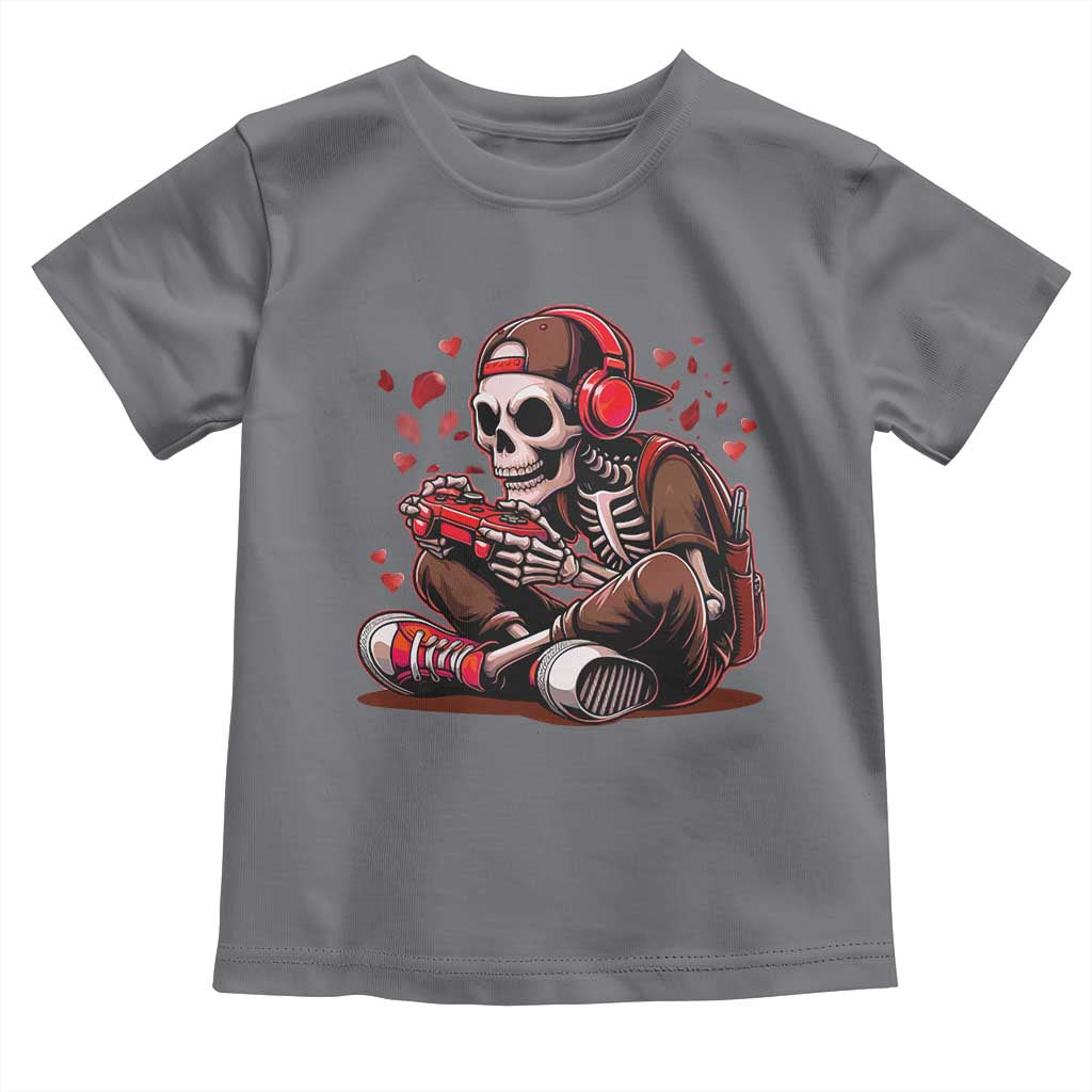 Valentine Skeleton Gamer Toddler T Shirt Video Gaming Kids Boys