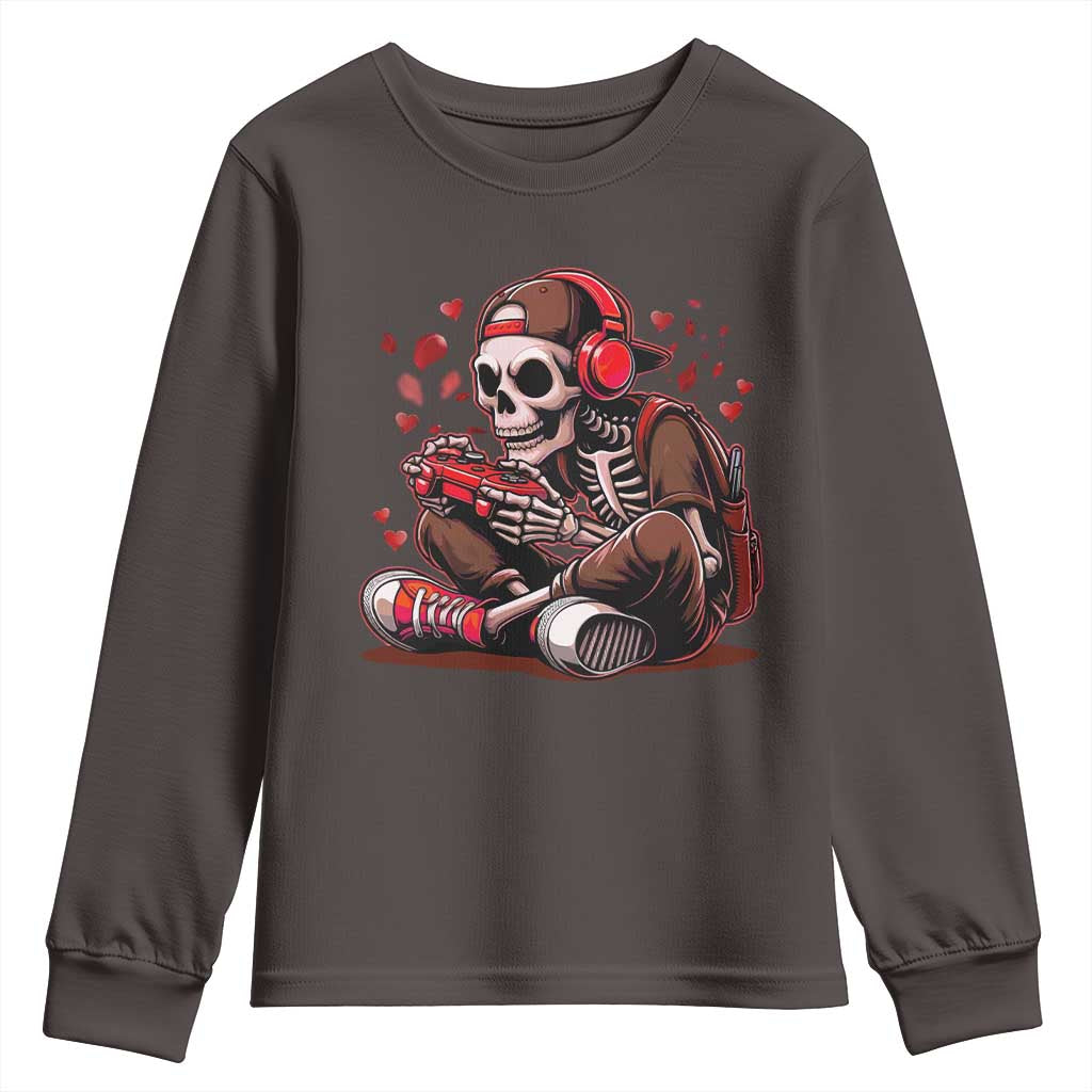 Valentine Skeleton Gamer Youth Sweatshirt Video Gaming Kids Boys