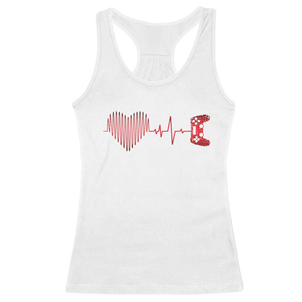 Valentine Gamer Racerback Tank Top Heartbeat Video Games Gaming Boys