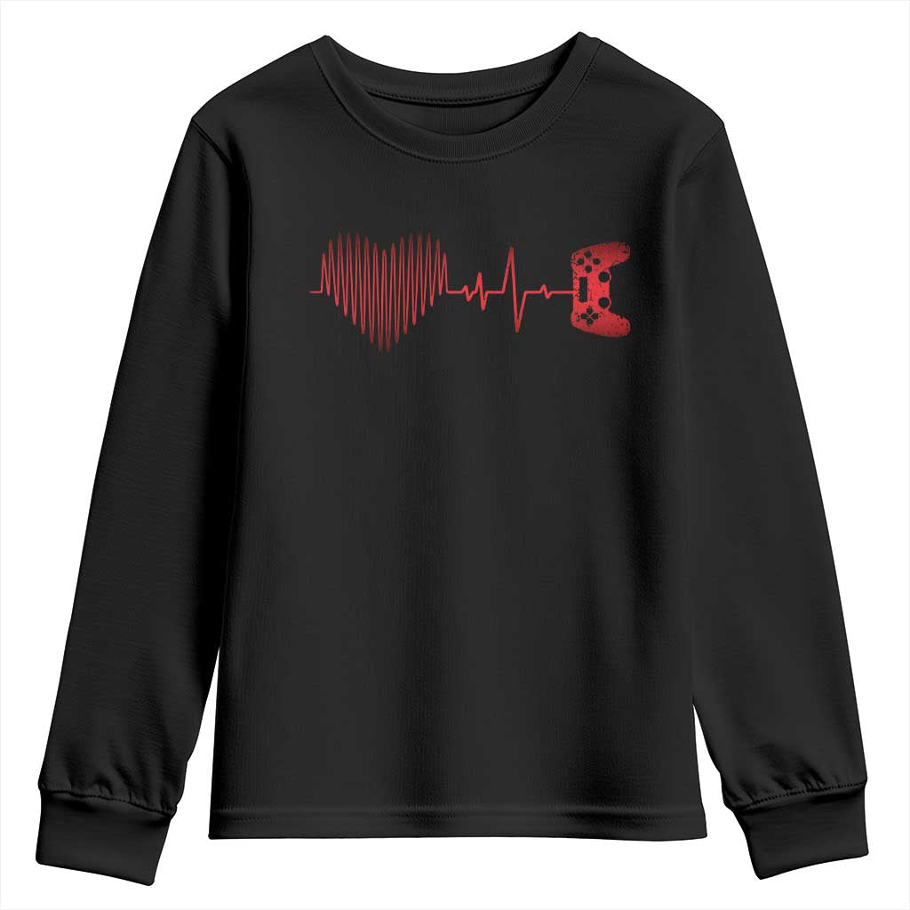 Valentine Gamer Youth Sweatshirt Heartbeat Video Games Gaming Boys