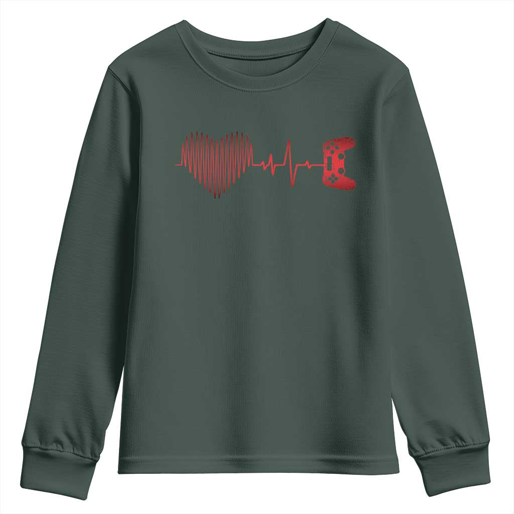 Valentine Gamer Youth Sweatshirt Heartbeat Video Games Gaming Boys