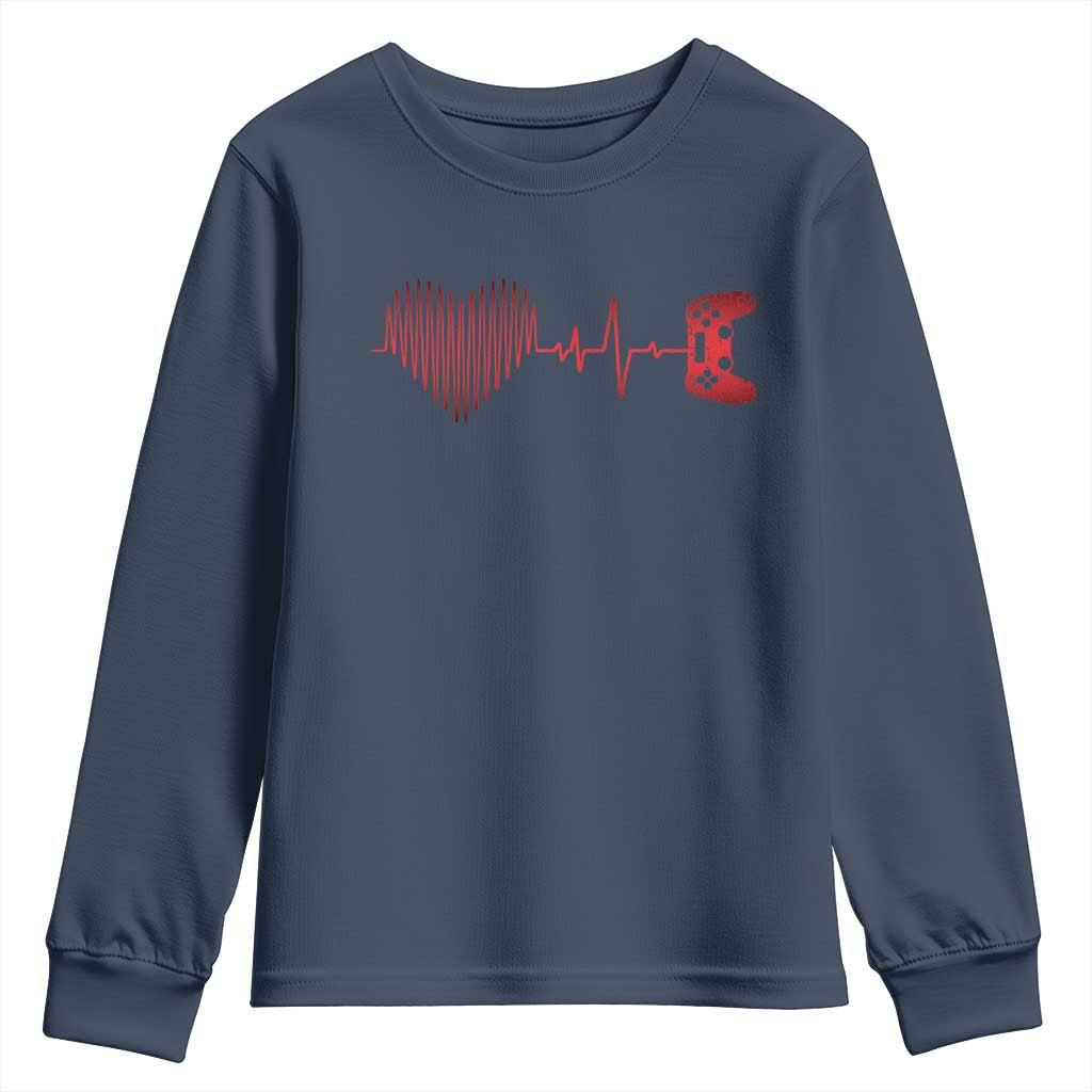 Valentine Gamer Youth Sweatshirt Heartbeat Video Games Gaming Boys