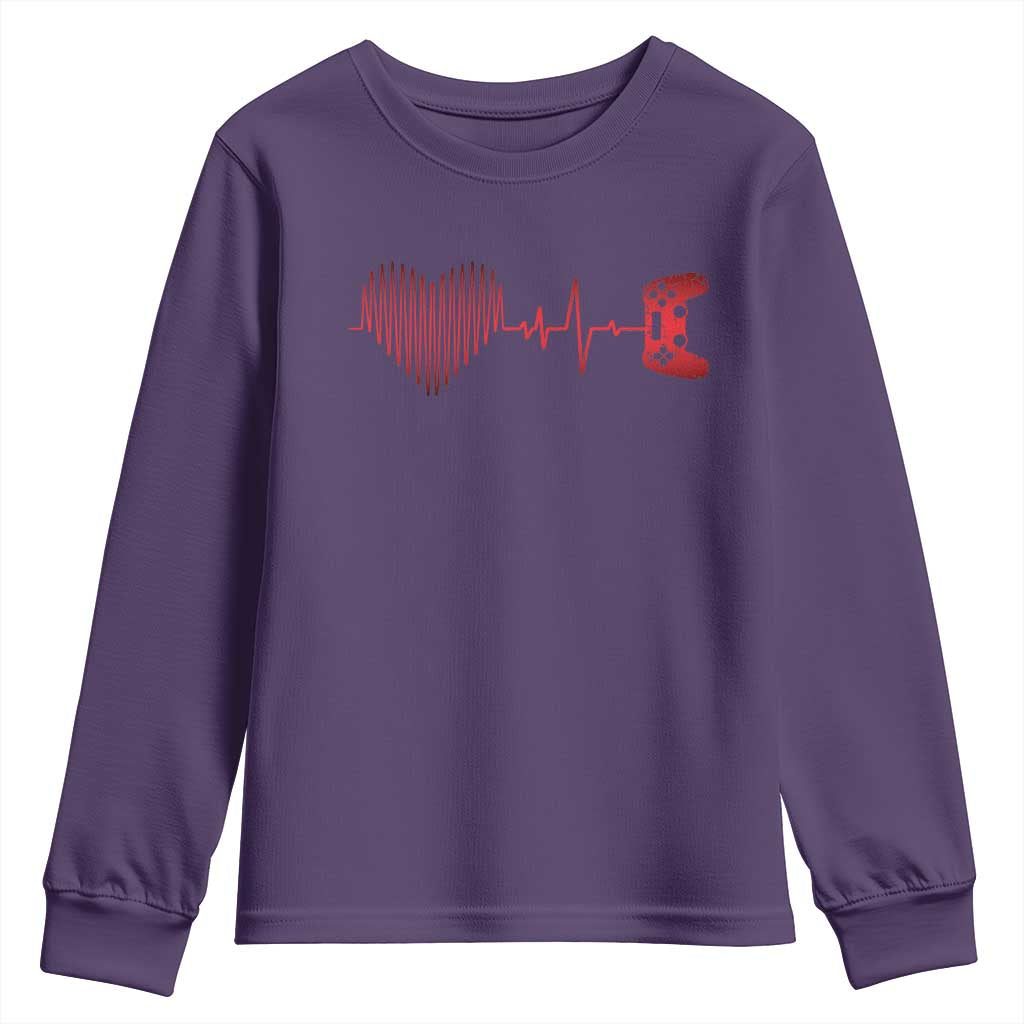 Valentine Gamer Youth Sweatshirt Heartbeat Video Games Gaming Boys