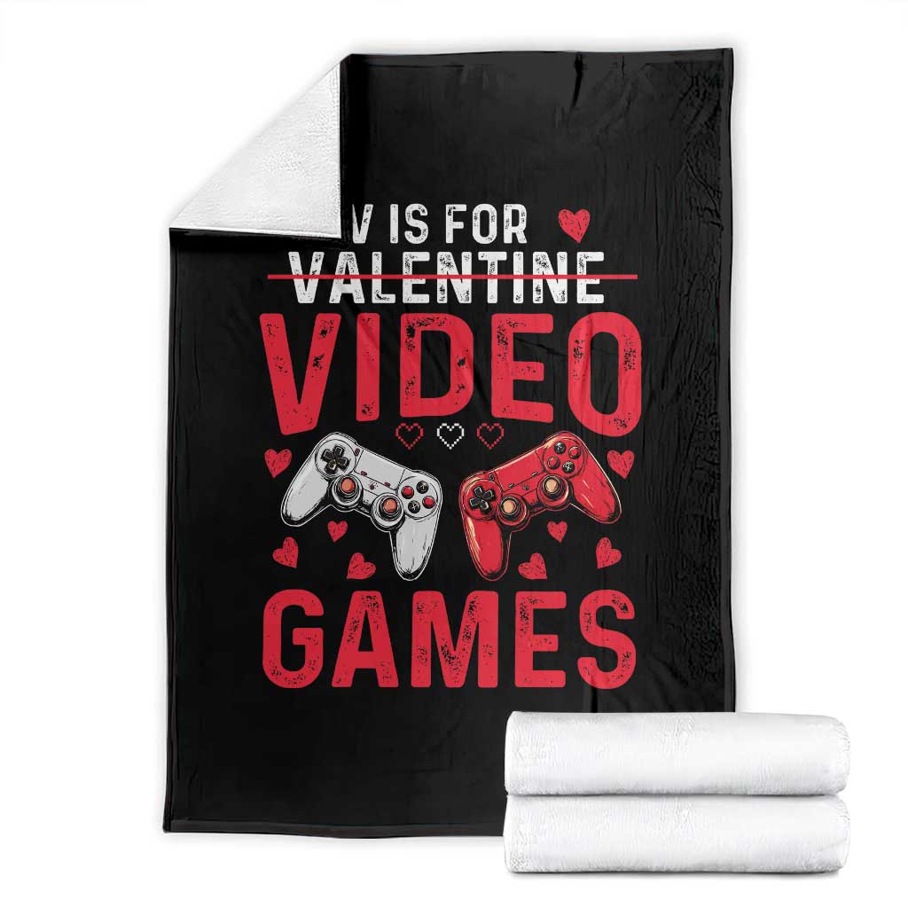 Funny Valentines Gamer Throw Blanket V is for Video Games - Wonder Print Shop