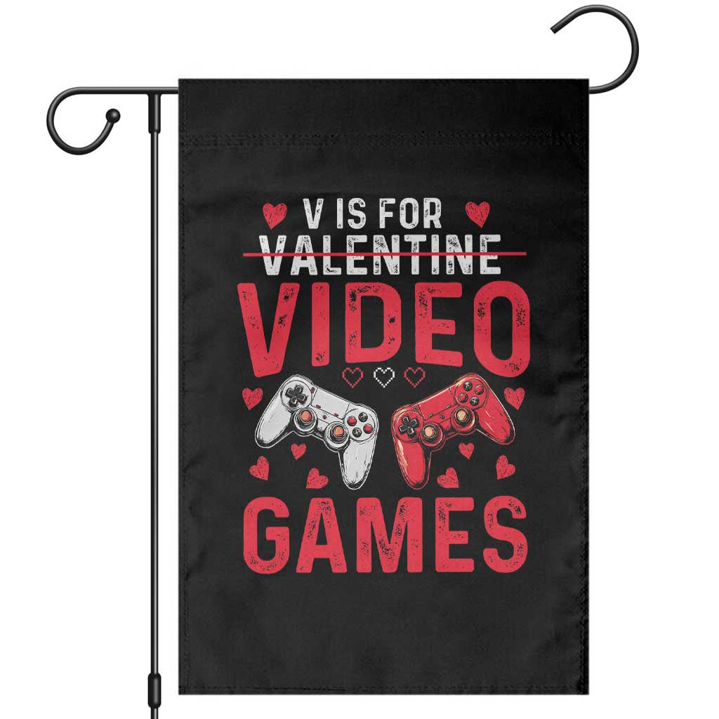 Funny Valentines Gamer Garden Flag V is for Video Games - Wonder Print Shop