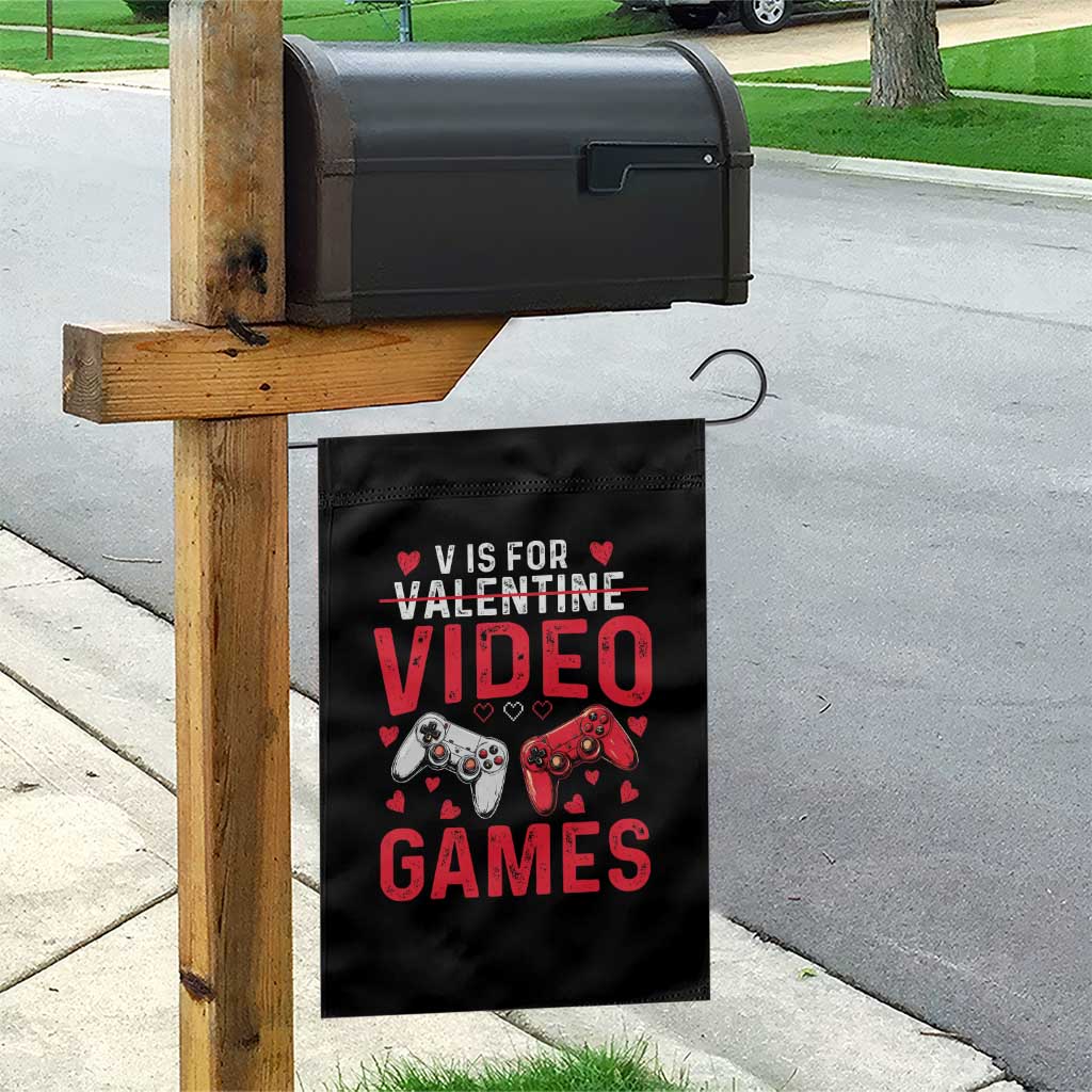 Funny Valentines Gamer Garden Flag V is for Video Games - Wonder Print Shop