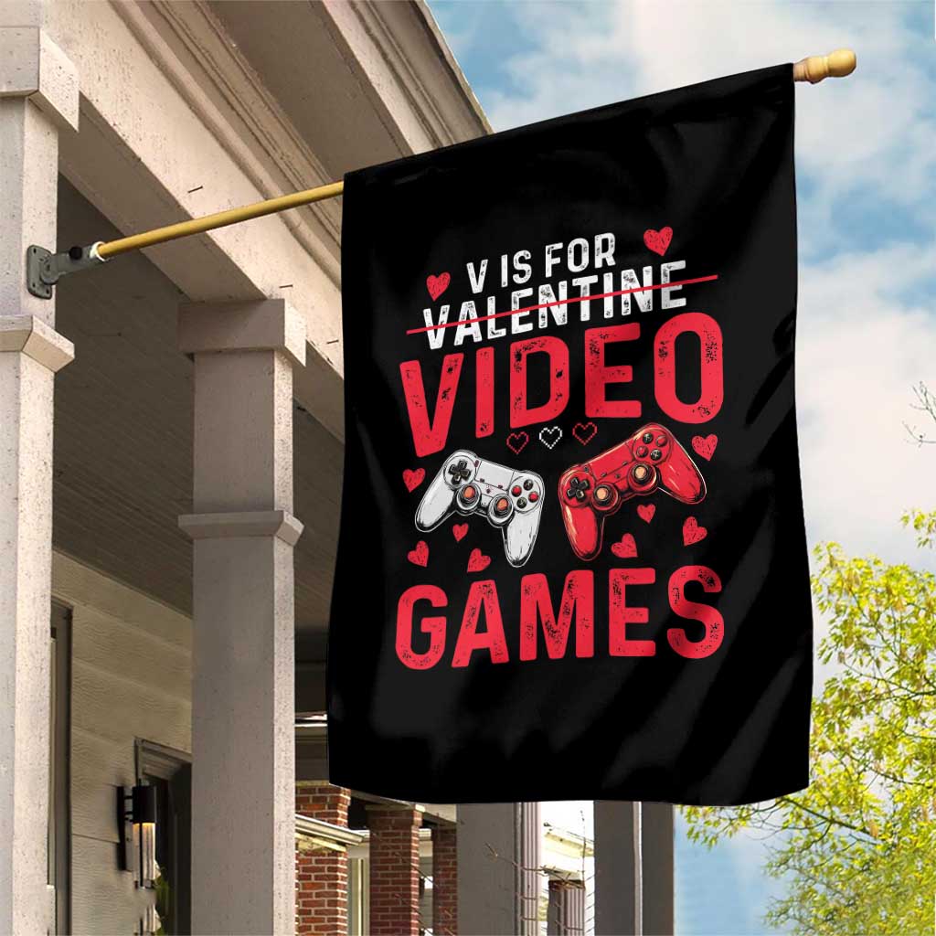Funny Valentines Gamer Garden Flag V is for Video Games - Wonder Print Shop