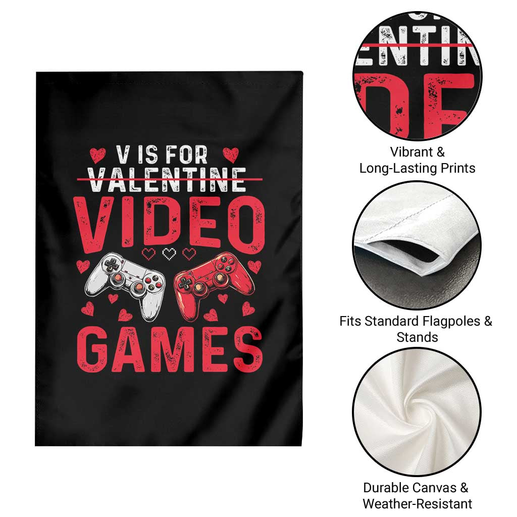Funny Valentines Gamer Garden Flag V is for Video Games - Wonder Print Shop