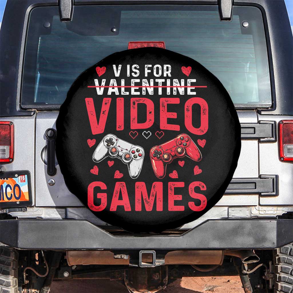 Funny Valentines Gamer Spare Tire Cover V is for Video Games - Wonder Print Shop