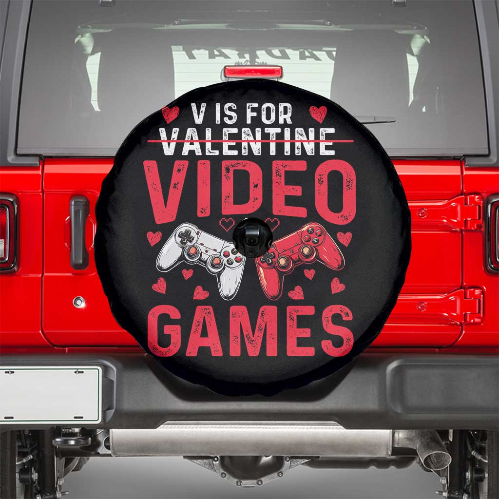 Funny Valentines Gamer Spare Tire Cover V is for Video Games - Wonder Print Shop