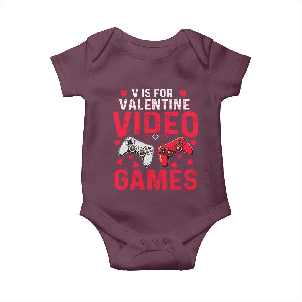 Funny Valentines Gamer Baby Onesie V is for Video Games - Wonder Print Shop
