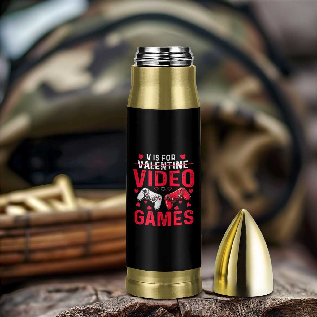 Funny Valentines Gamer Bullet Tumbler V is for Video Games - Wonder Print Shop