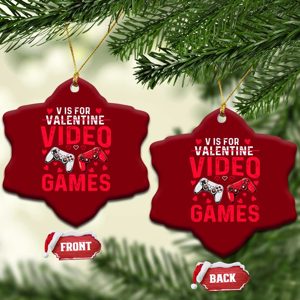 Funny Valentines Gamer Ceramic Ornament V is for Video Games - Wonder Print Shop