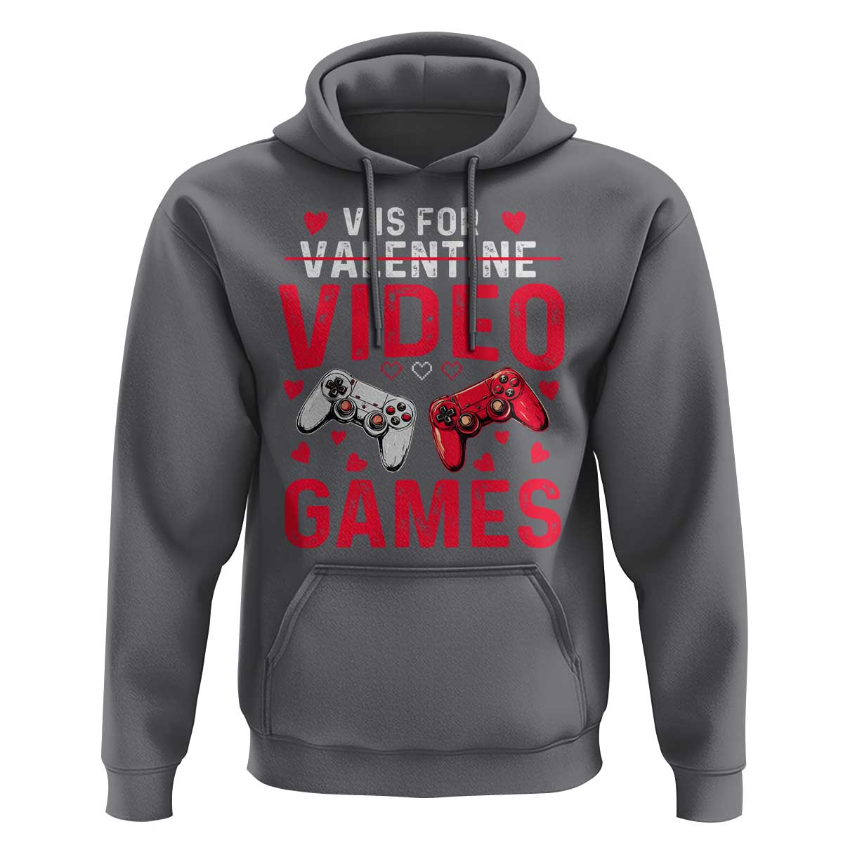 Funny Valentines Gamer Hoodie V is for Video Games - Wonder Print Shop