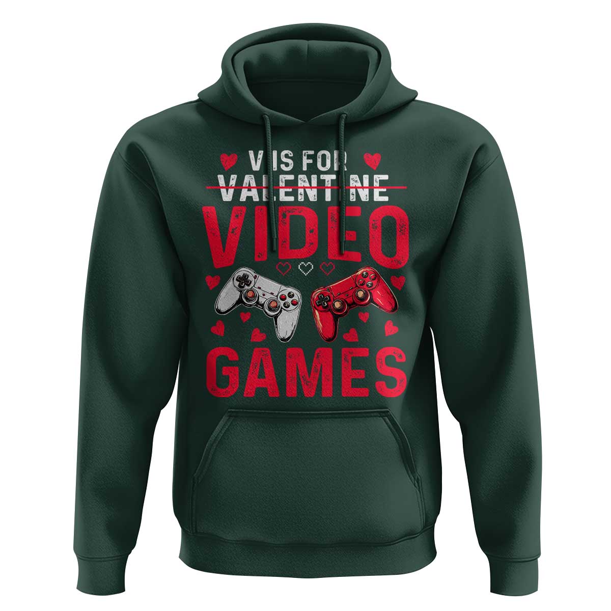 Funny Valentines Gamer Hoodie V is for Video Games - Wonder Print Shop