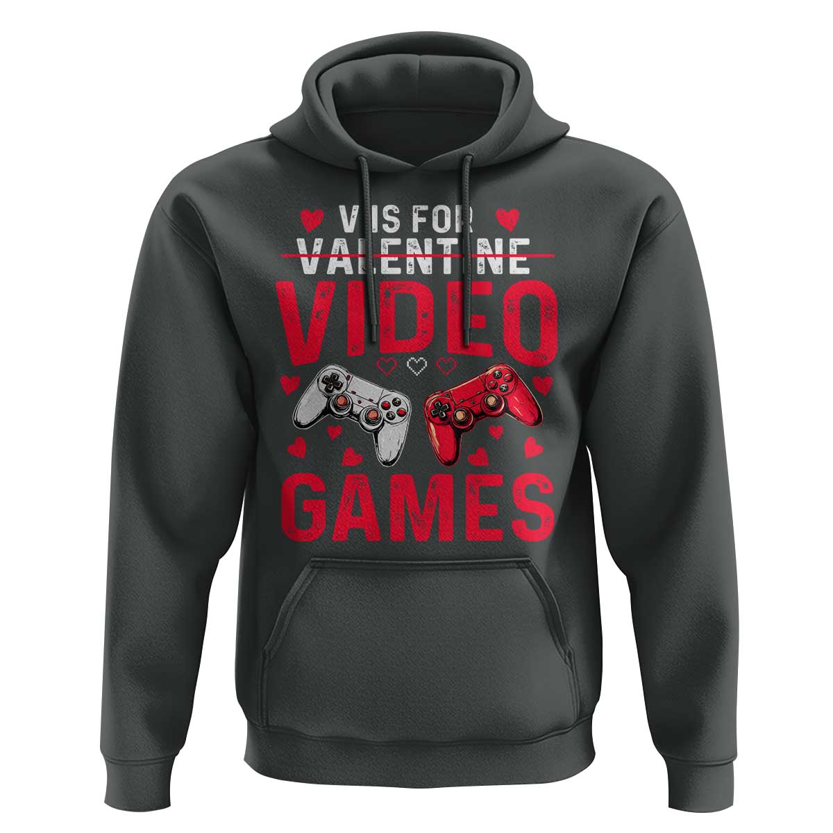 Funny Valentines Gamer Hoodie V is for Video Games - Wonder Print Shop