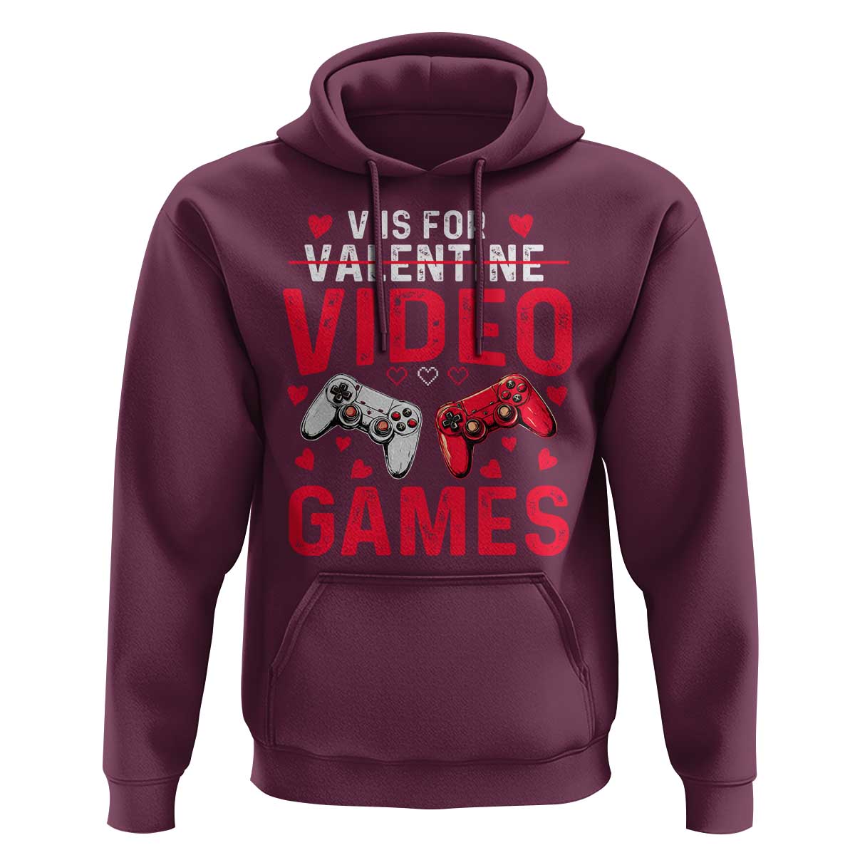 Funny Valentines Gamer Hoodie V is for Video Games - Wonder Print Shop