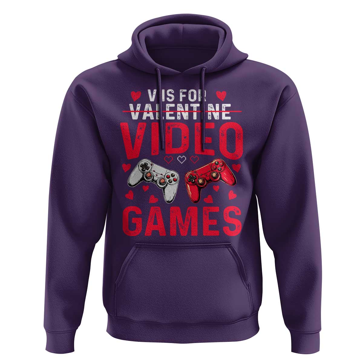 Funny Valentines Gamer Hoodie V is for Video Games - Wonder Print Shop
