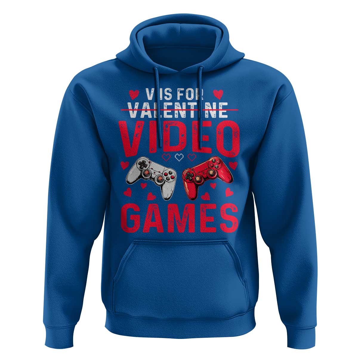 Funny Valentines Gamer Hoodie V is for Video Games - Wonder Print Shop
