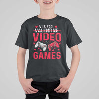 Funny Valentines Gamer T Shirt For Kid V is for Video Games - Wonder Print Shop