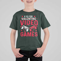 Funny Valentines Gamer T Shirt For Kid V is for Video Games - Wonder Print Shop