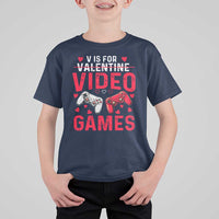 Funny Valentines Gamer T Shirt For Kid V is for Video Games - Wonder Print Shop