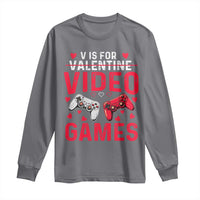 Funny Valentines Gamer Long Sleeve Shirt V is for Video Games - Wonder Print Shop