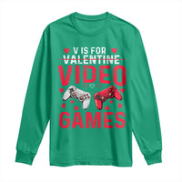 Funny Valentines Gamer Long Sleeve Shirt V is for Video Games - Wonder Print Shop