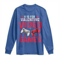 Funny Valentines Gamer Long Sleeve Shirt V is for Video Games - Wonder Print Shop