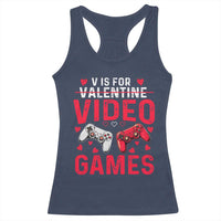 Funny Valentines Gamer Racerback Tank Top V is for Video Games - Wonder Print Shop