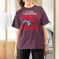 Funny Valentines Gamer T Shirt For Women V is for Video Games - Wonder Print Shop