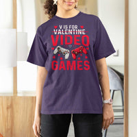 Funny Valentines Gamer T Shirt For Women V is for Video Games - Wonder Print Shop