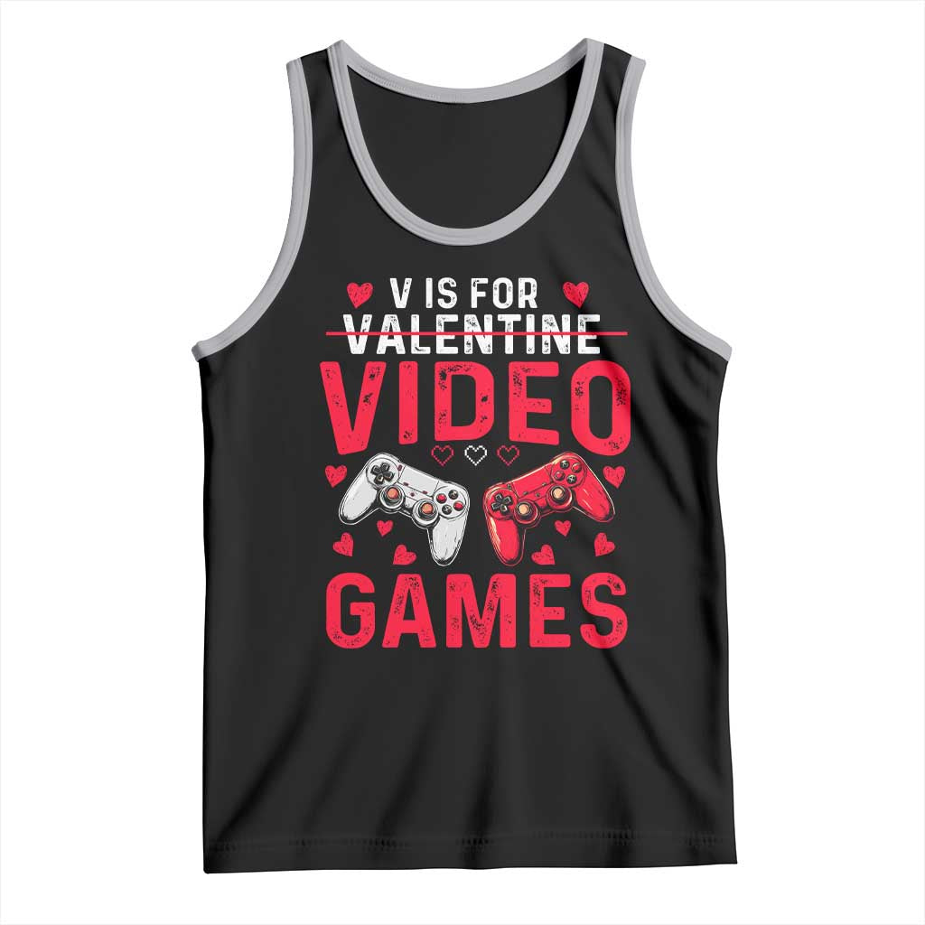 Funny Valentines Gamer Tank Top V is for Video Games - Wonder Print Shop