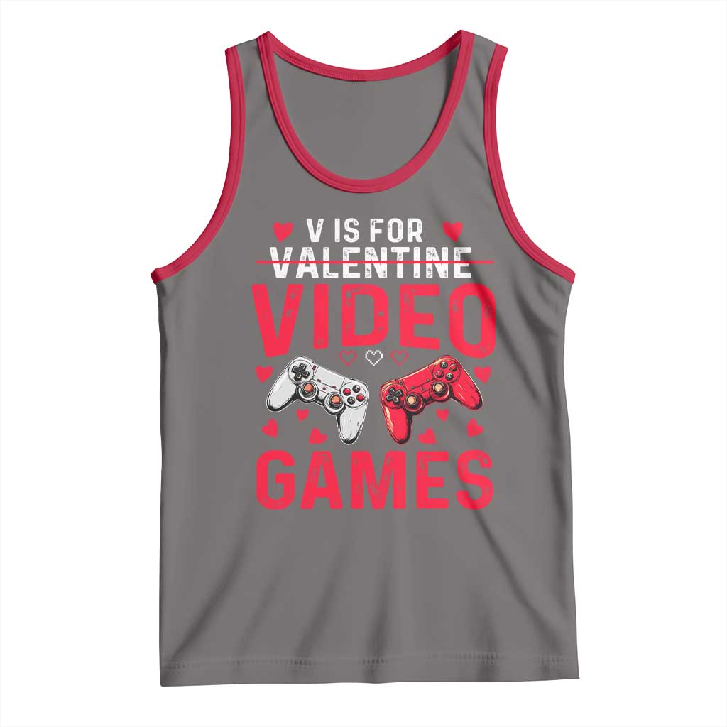 Funny Valentines Gamer Tank Top V is for Video Games - Wonder Print Shop