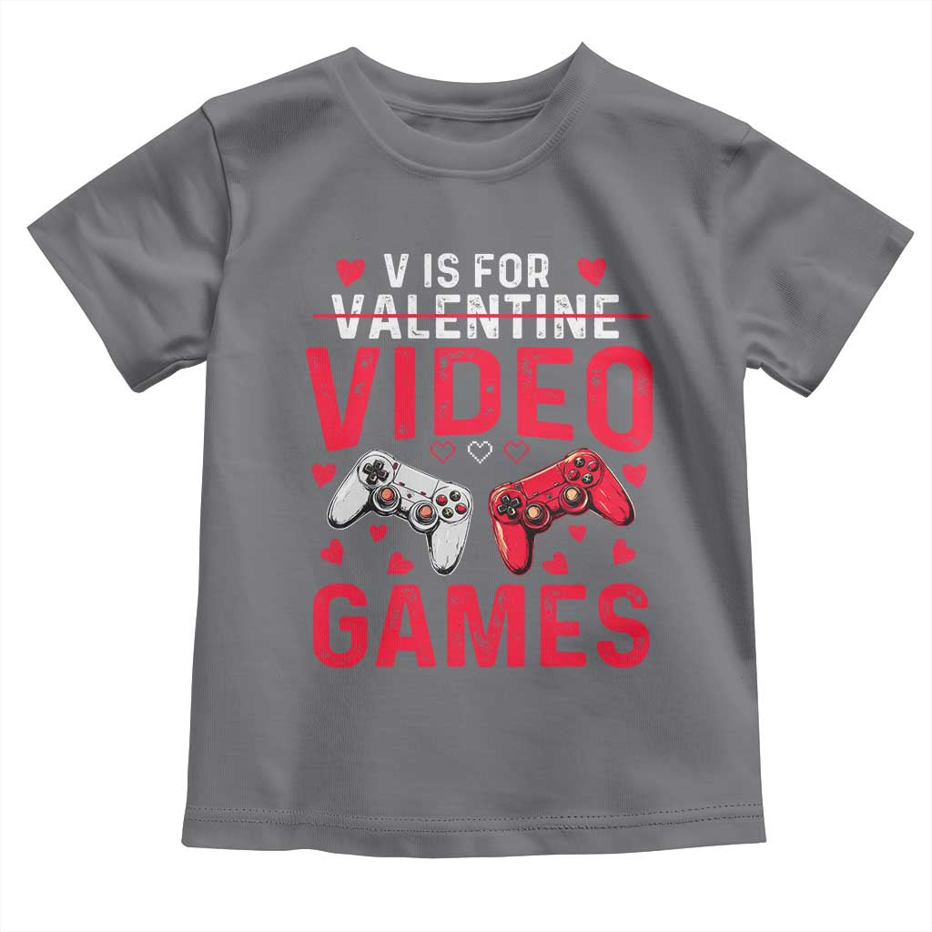 Funny Valentines Gamer Toddler T Shirt V is for Video Games - Wonder Print Shop