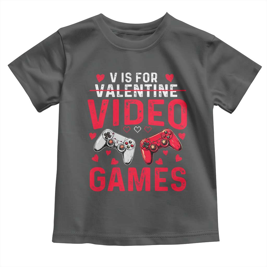 Funny Valentines Gamer Toddler T Shirt V is for Video Games - Wonder Print Shop